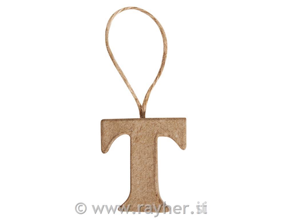 Lettera cartap. "T" FSC Recycled4x3,5x1cm, con gancio