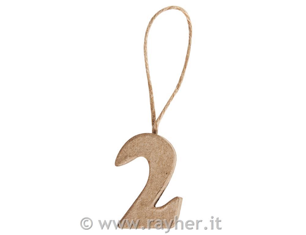 Cifra cartap. "2" FSC Recycled4x2,5x1cm, con gancio