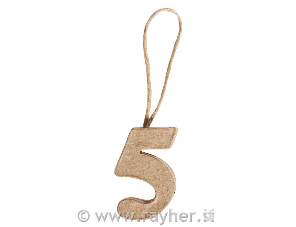 Papier-mâché Numbers "5" FSC Recycled 104x2.6x1cm, with Hanger