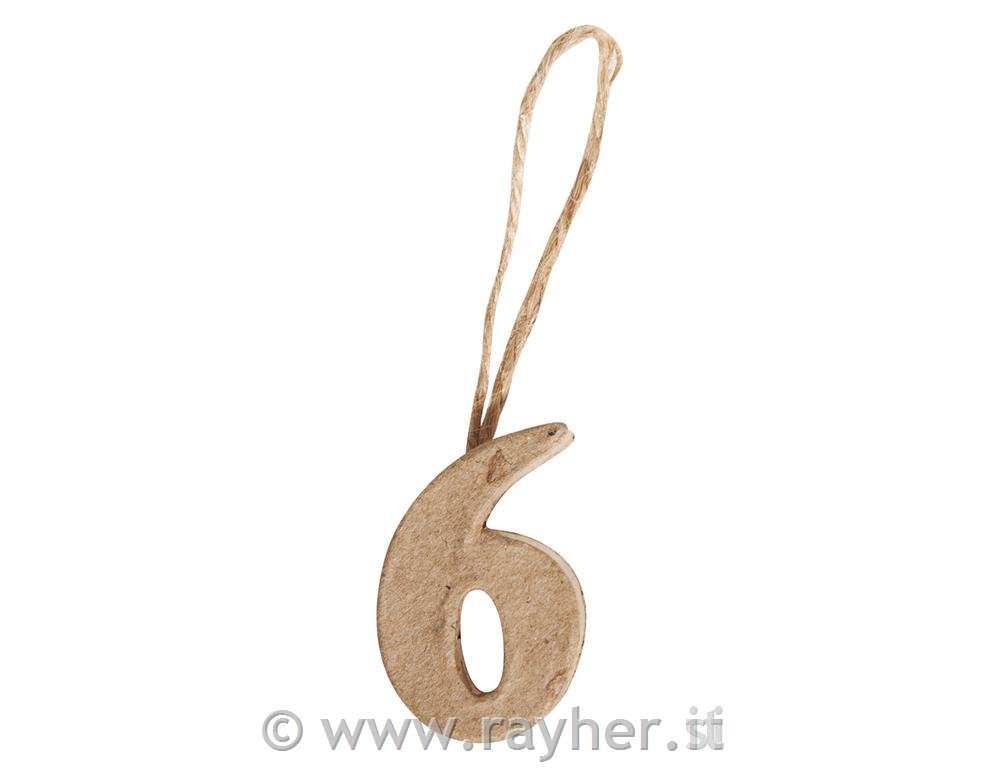 Papier-mâché Numbers "6" FSC Recycled 104x2.5x1cm, with Hanger