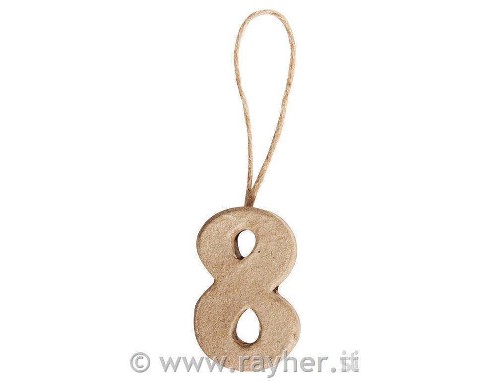 Številka iz pap. mase "8", 4x2.5x1cm, za obesit