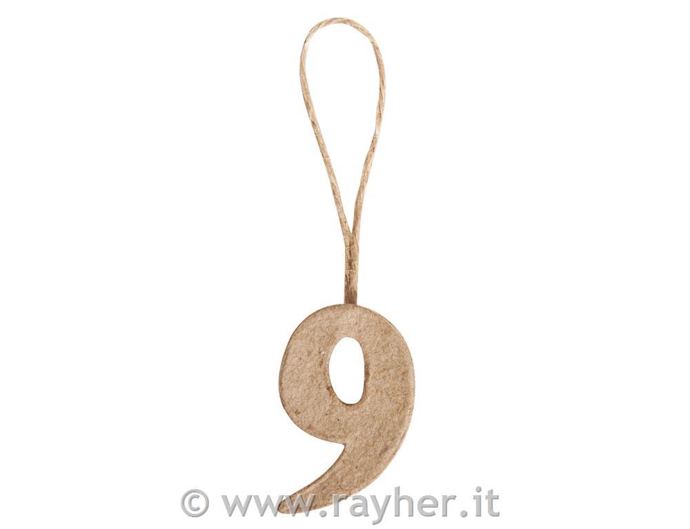 Papier-mâché Numbers "9" FSC Recycled 104x2.5x1cm, with Hanger