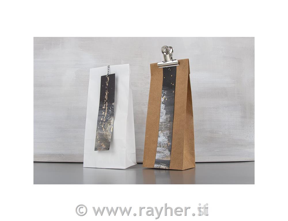 Buste di carta a fondo, kraft, 10x24x6cm, 80g/m2, bus.blis. 25pz