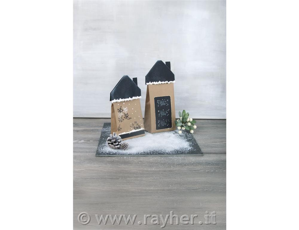 Buste di carta a fondo, kraft, 10x24x6cm, 80g/m2, bus.blis. 25pz