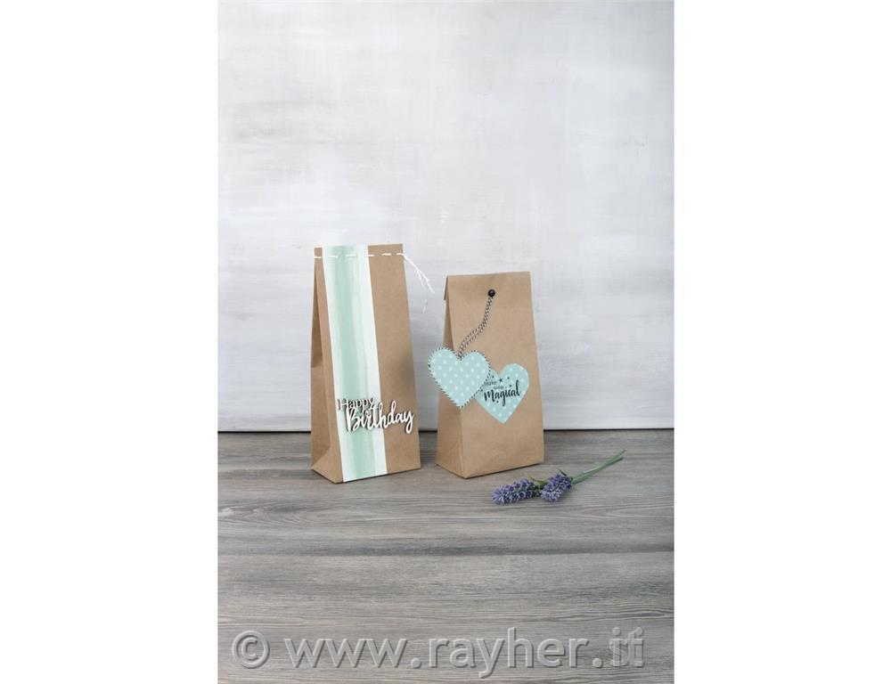 Buste di carta a fondo, kraft, 10x24x6cm, 80g/m2, bus.blis. 25pz