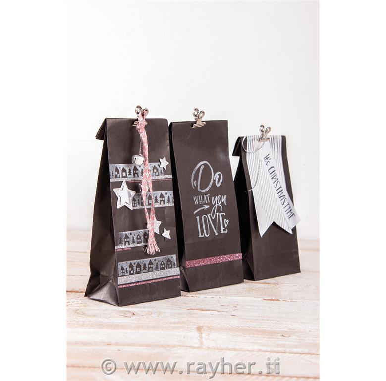 Papirnata vrečke, 10x24x6cm, 80g, 25 kosov, črne