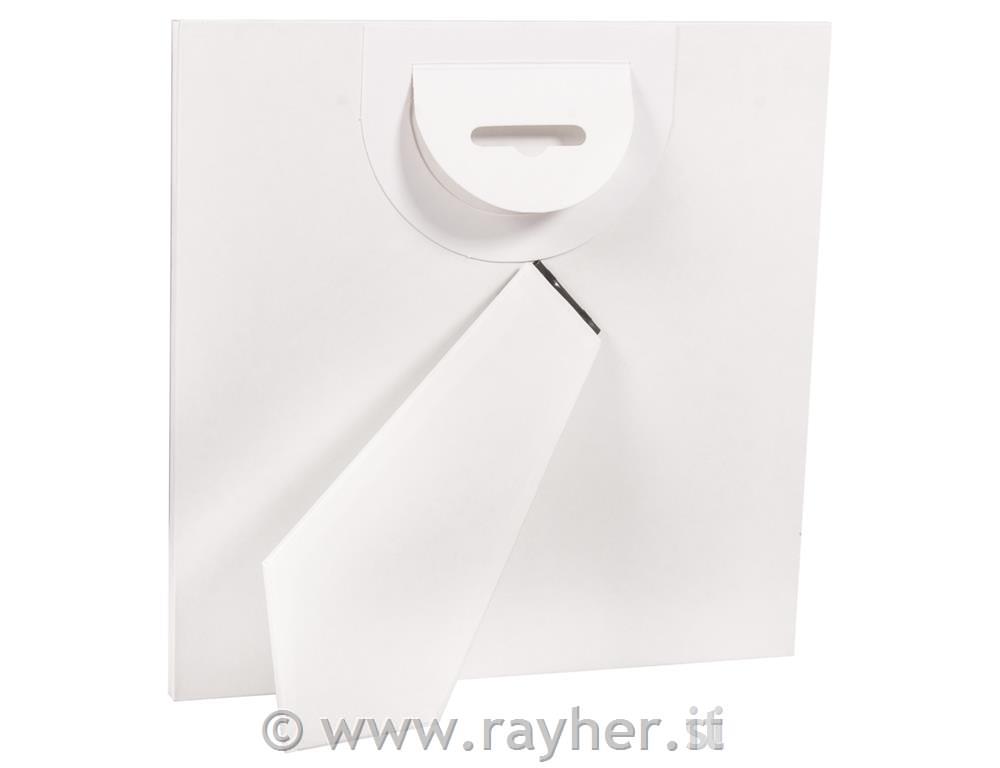 Portafoto cartap. FSC Rec. 100%, bianco,18x18x0,7cm, 8x8cm, ritaglio foto 9x9cm