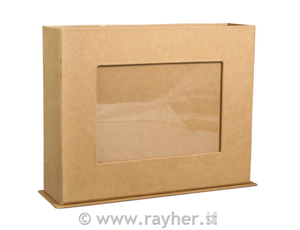 Box cartap. con cornice foto, FSC, kraft, 19,5x5,5x15cm, p.foto 9x13cm