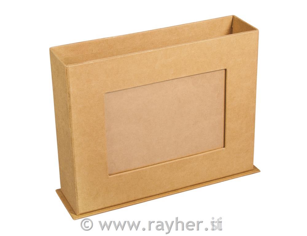 Box cartap. con cornice foto, FSC, kraft, 19,5x5,5x15cm, p.foto 9x13cm