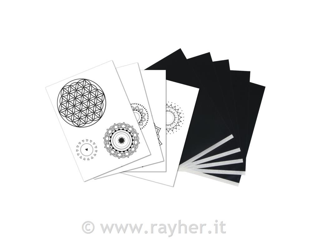 Carta trasferibile c.modelli "Mandalas",5xA4 carta trasferibile+modelli, bus.bli