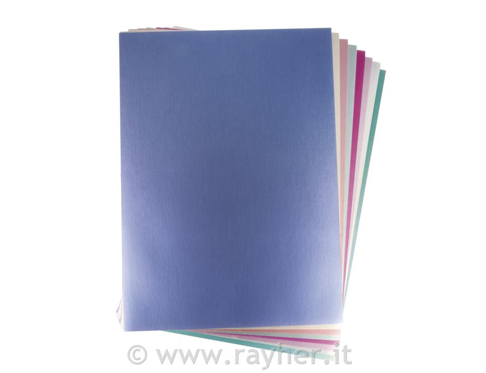 Metallic mix crush paper, A4250g/m2, 8 colours, 8sheetscoloured