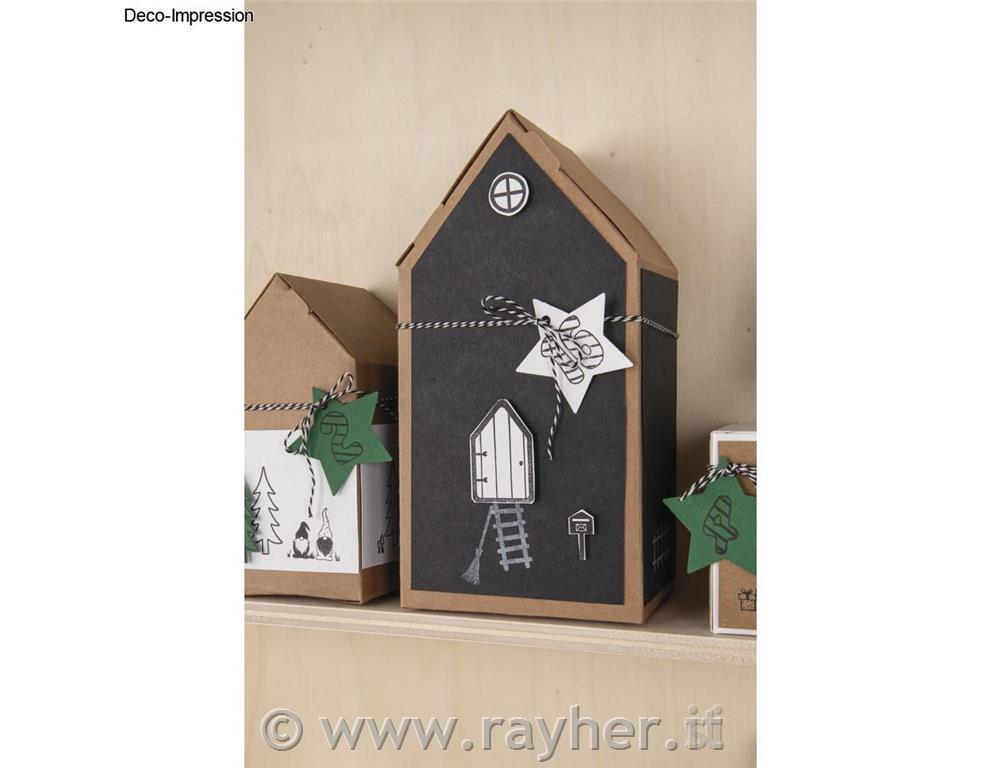 Škatle iz kartona, Hiške, kraft, 10x7.5x20cm, set 3