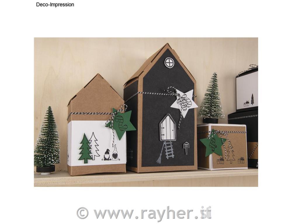 Škatle iz kartona, Hiške, kraft, 10x7.5x20cm, set 3