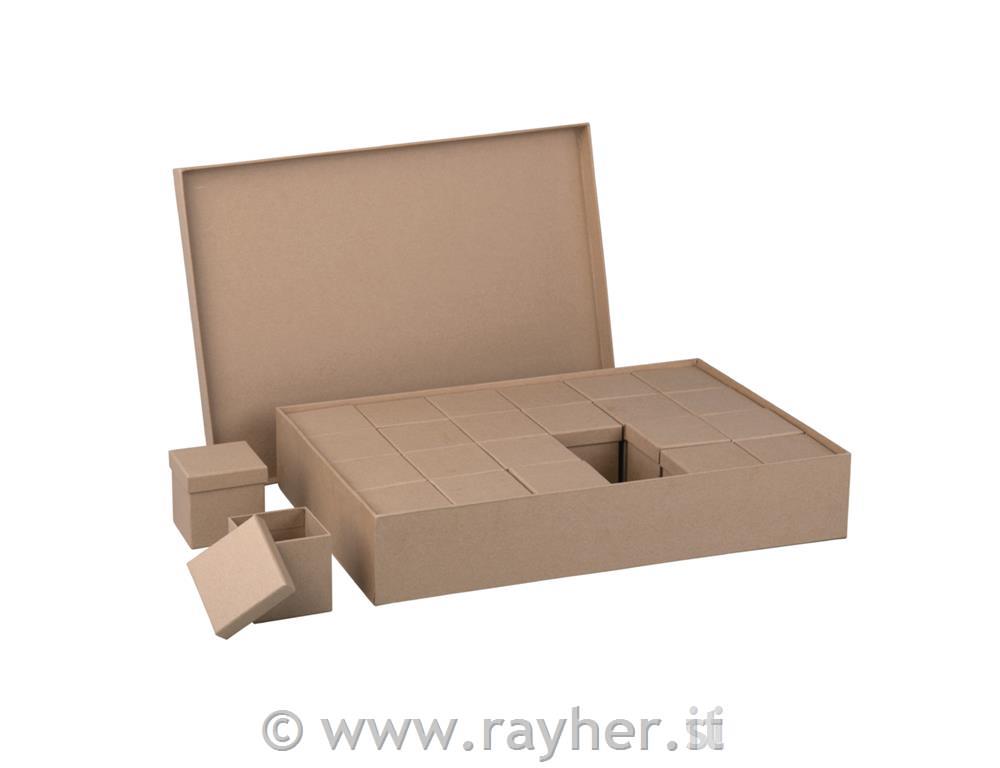 Scatole 6x6x6cm in scatola 26x38x7cm"calendario dell'avvento"