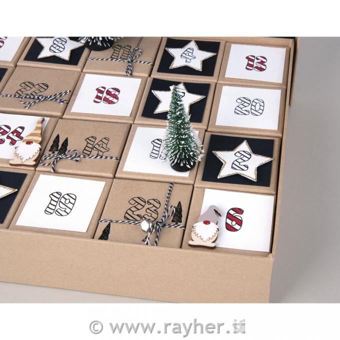 Scatole 6x6x6cm in scatola 26x38x7cm"calendario dell'avvento"