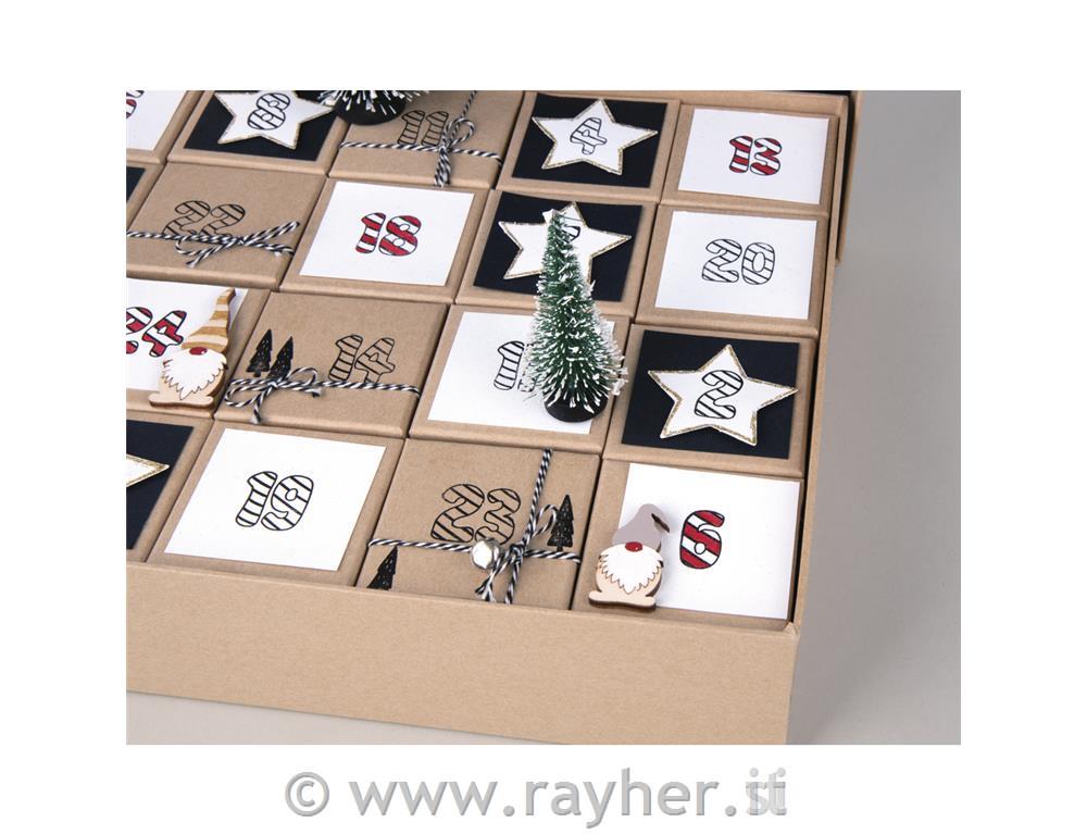 Scatole 6x6x6cm in scatola 26x38x7cm"calendario dell'avvento"