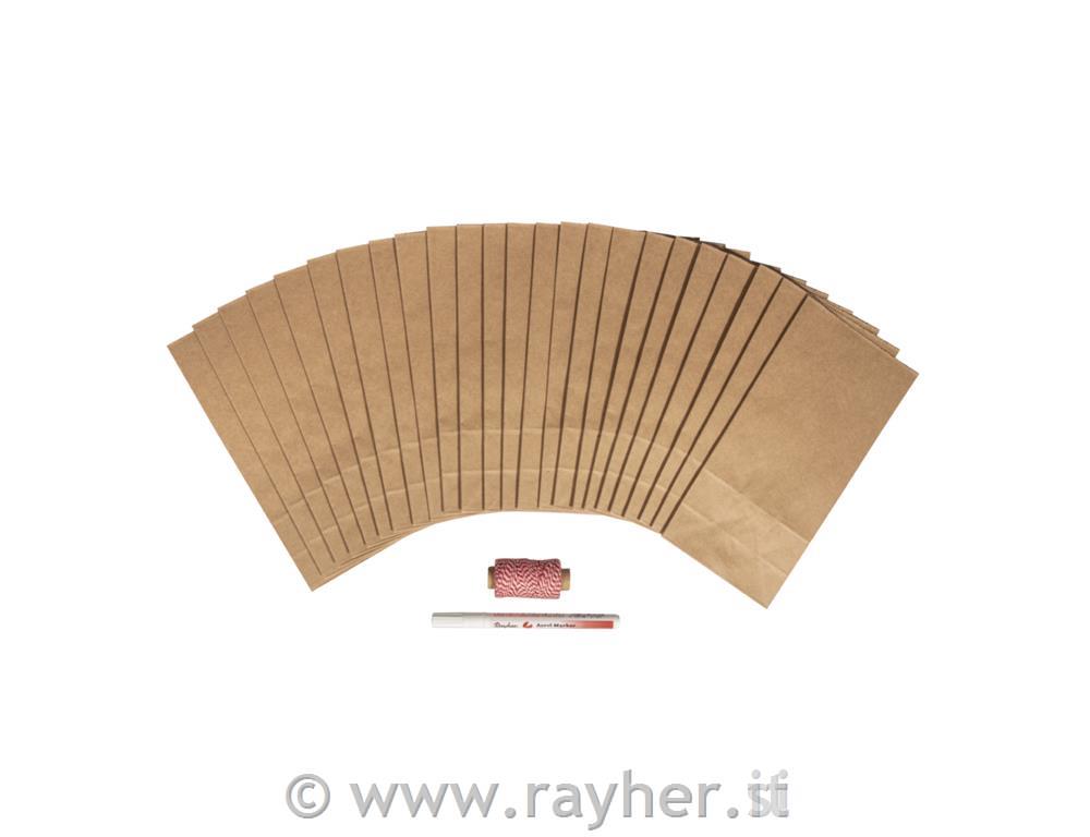 Adventni koledar iz papirnih vrečic; 24 vrečic, flomaster, vrvica