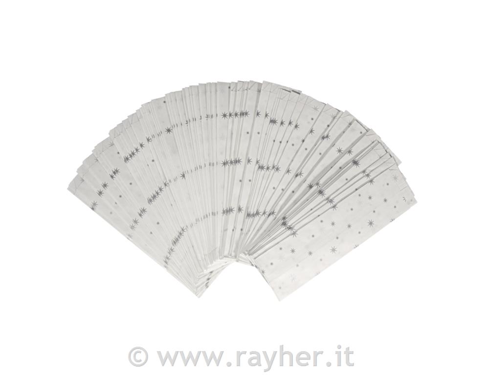 Papirnata vrečka z zvezdico, srebrna, 7x24cm, 100 kosov