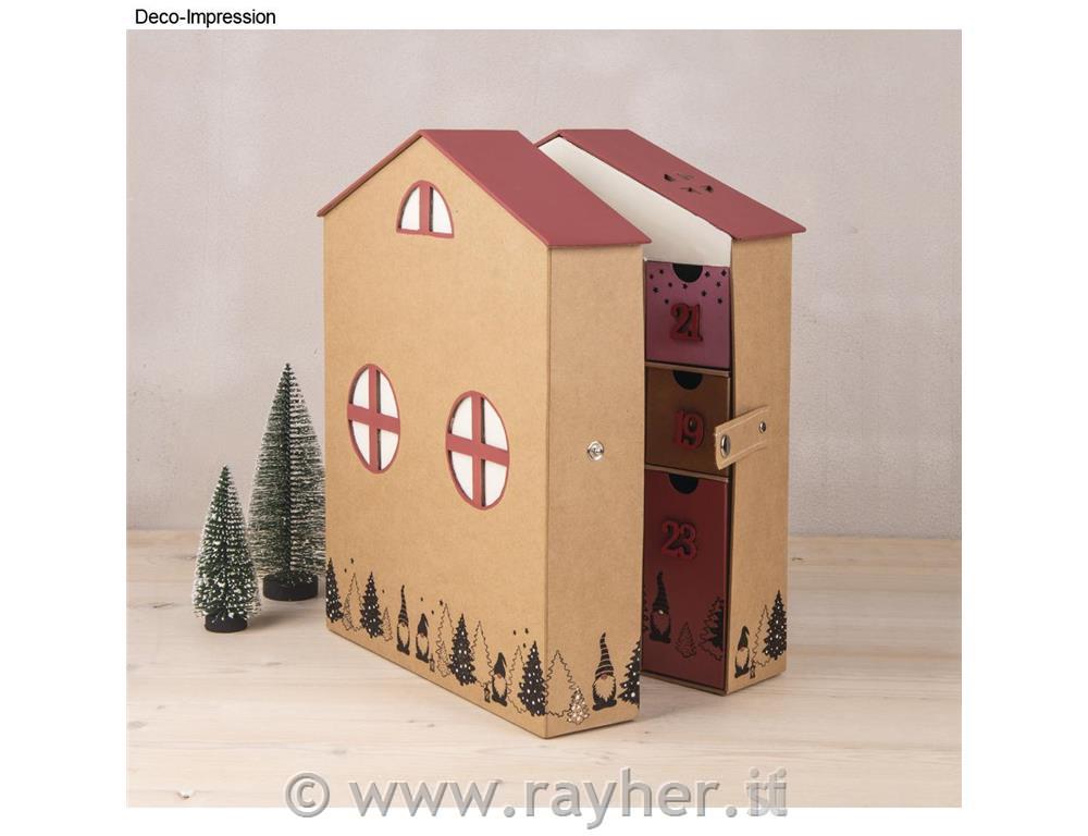 Adventni koledar iz papirne mase Hišica 24x12,4x30,2 cm