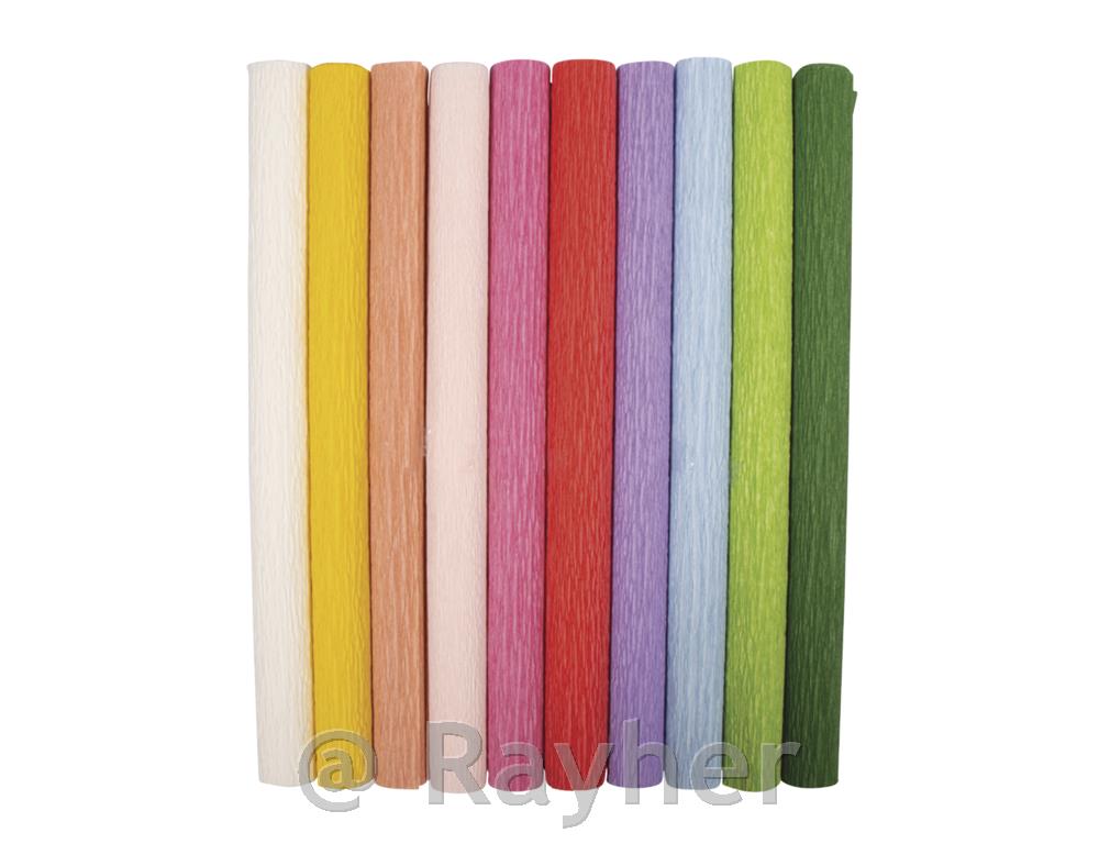Krep papir set , mešane barve set 10, 25 x 60 cm, 105 g/m