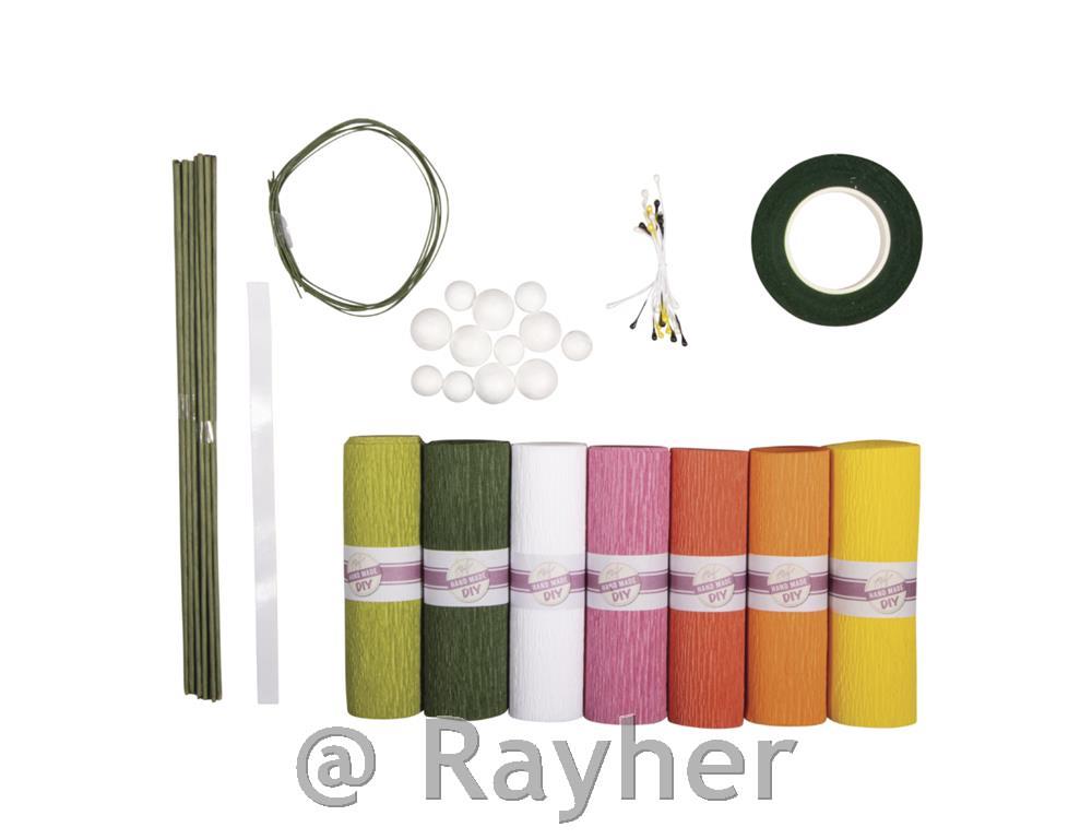 Set per creare fiori di carta crespaColori pastello, 105 g/m