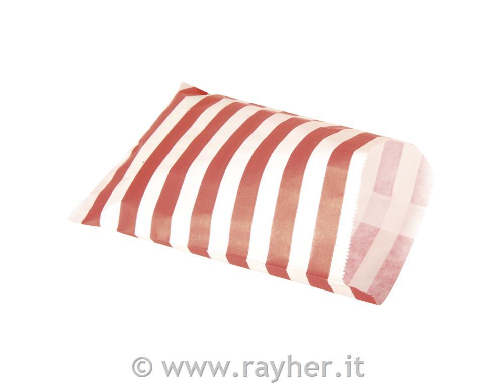 Coni carta adatti p.alimentirosso a righe, bus.blis. 25pz12,9x16,8cm