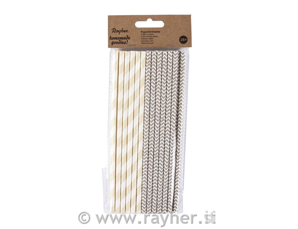 Paper straw, food grrade, Beige striped,