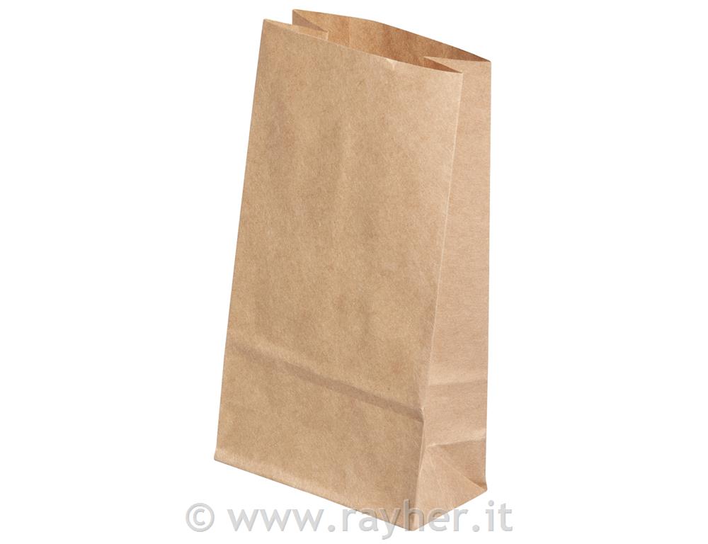 Paper bag brown, food-safe8.8x4.6x16.2cm, tab-bag 8pc