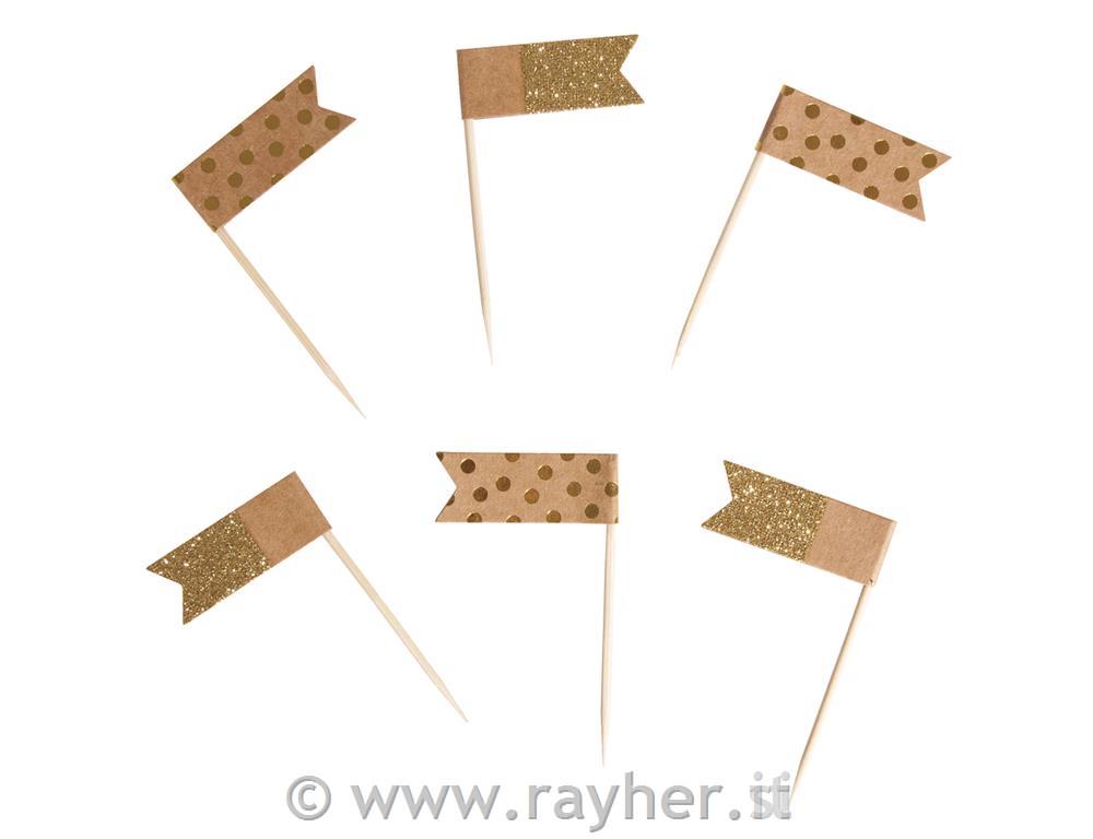 Spilli per bandiera assortiti6,5cm, bandiera: 4x1,5cm, bus.blis. 12pzoro