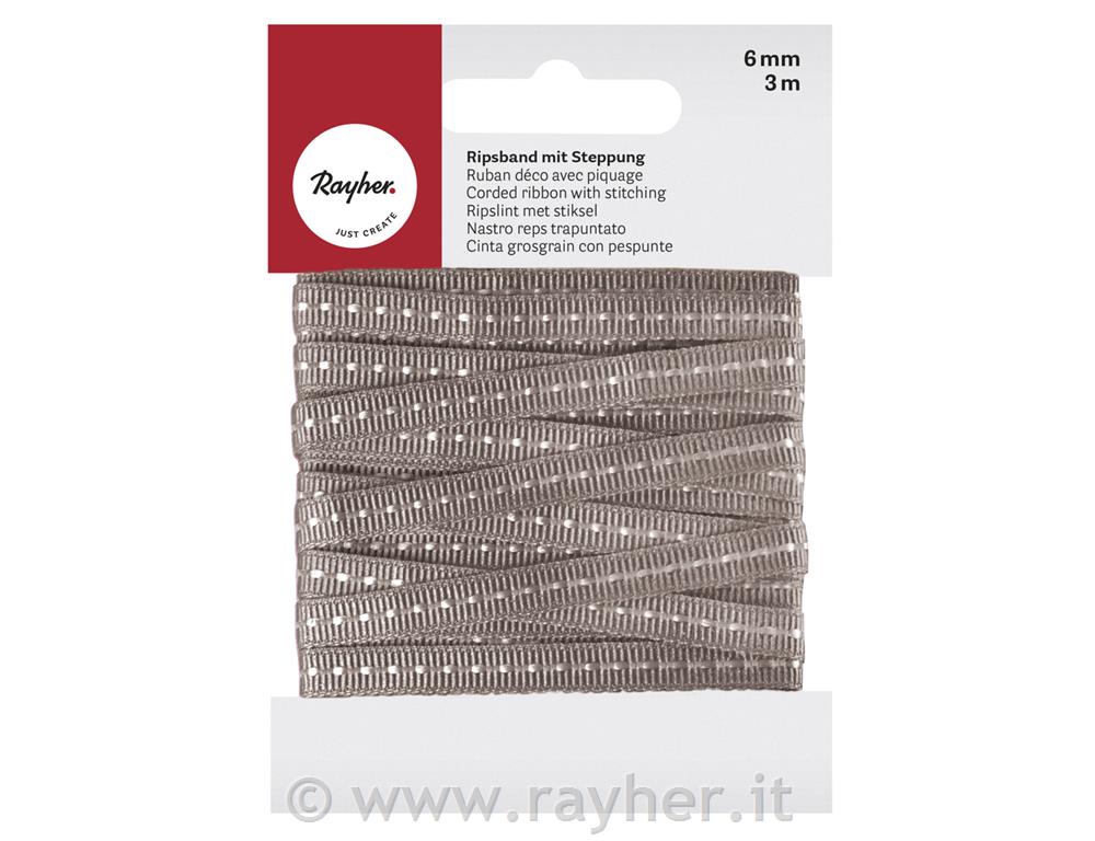 Corded ribbon with stitching6mm, tab-card 3m