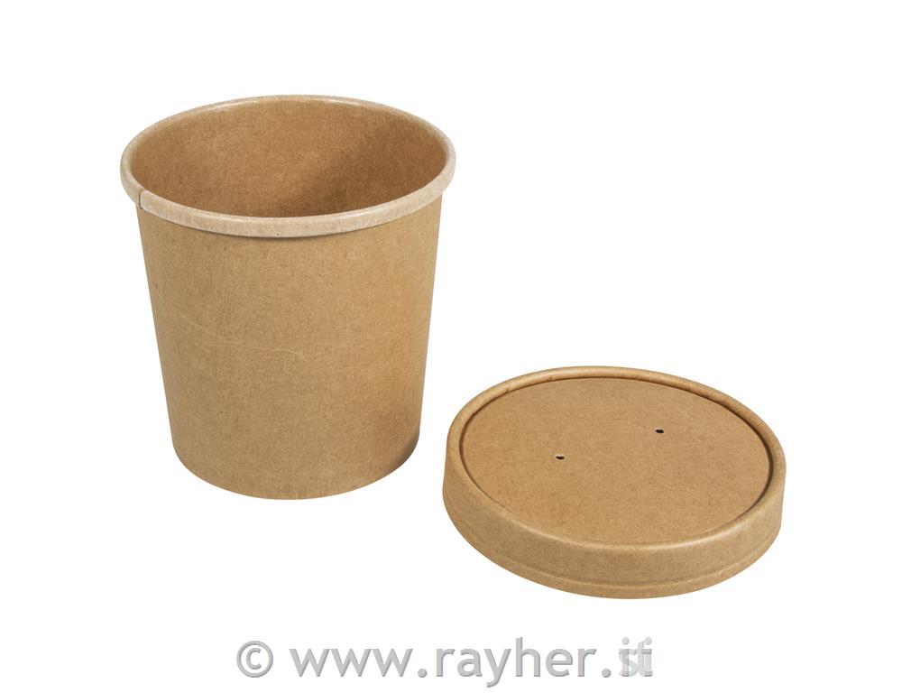 Bicchiere carta bio con coperchio, 300ml7,5x9cm, a uso alimentare, set 4pz