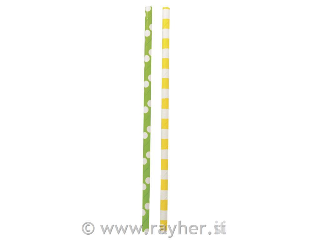 Slamice papirnate, črtaste, 25 kosov rumene zelene črte