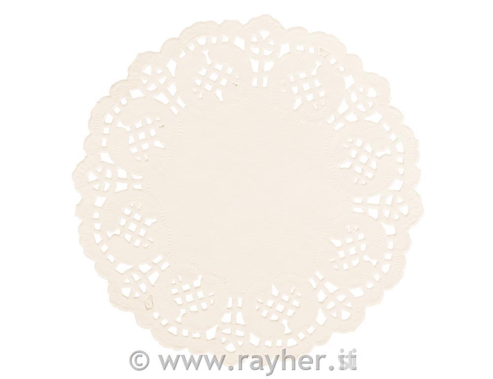 Lace paper round, 14cm , cream,30pcs