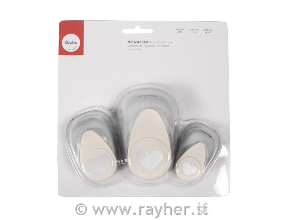 Set perforatori: cuori1,6cm+2,54cm+3,81cm, bus.blister 3pz