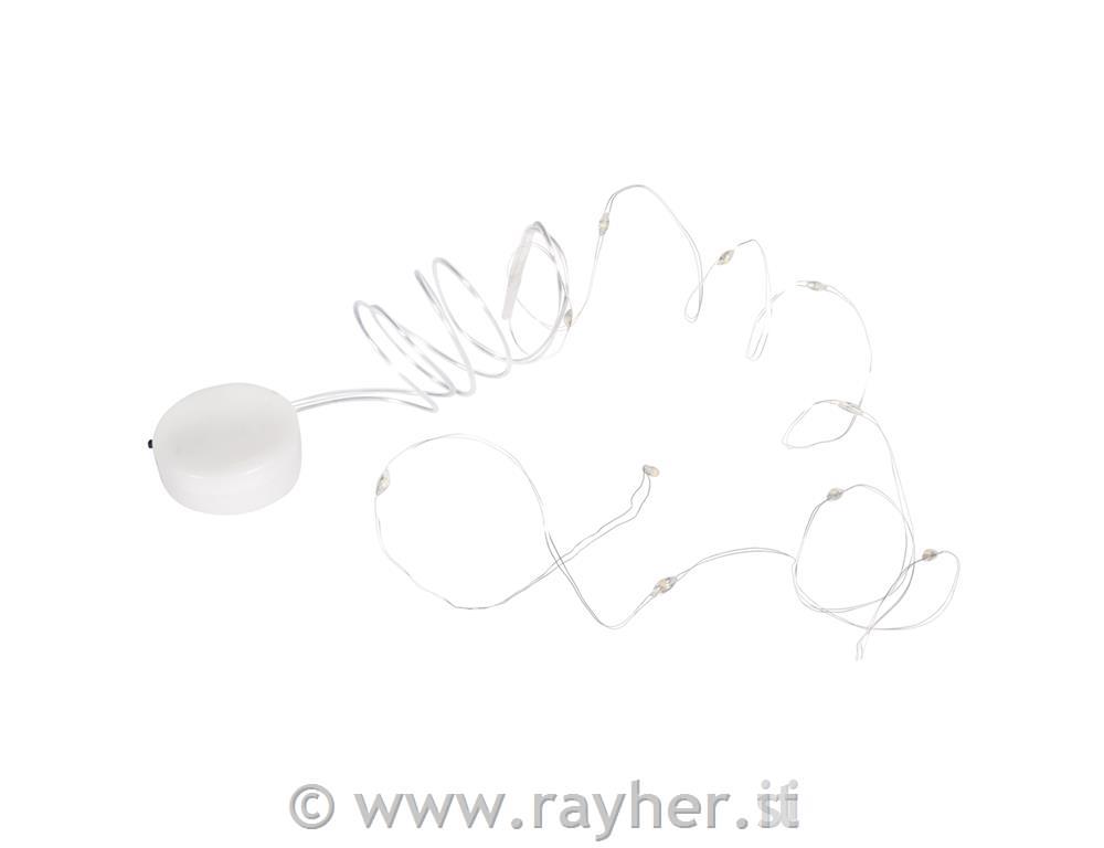 Micro catena luci LED con fil di ferro120cm, 10 faretti, box blis. 1pz