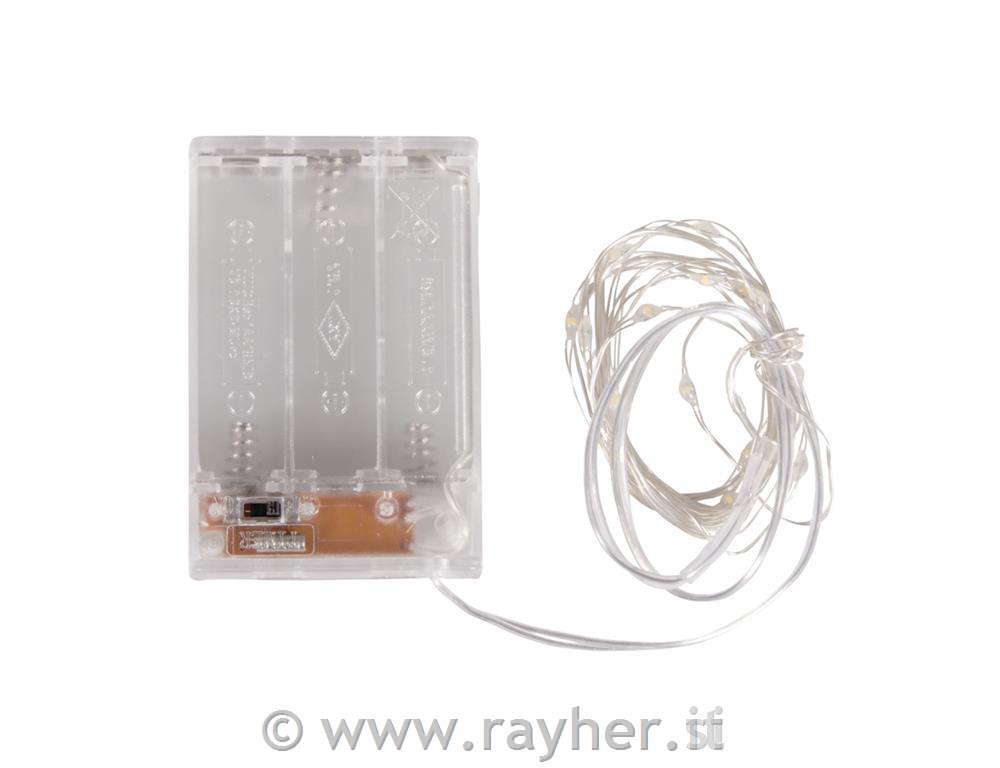 Mini LED chain of lights w. timer 10 LED, yellow light, 120cm, Battery mode, for