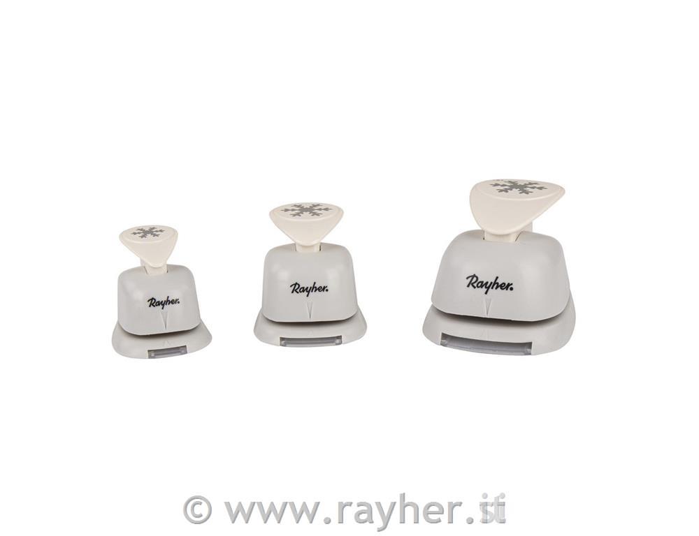 Motif-puncher set: Snowflake, 1.6cm+2.54cm3.81cm, tab-blister 3pcs
