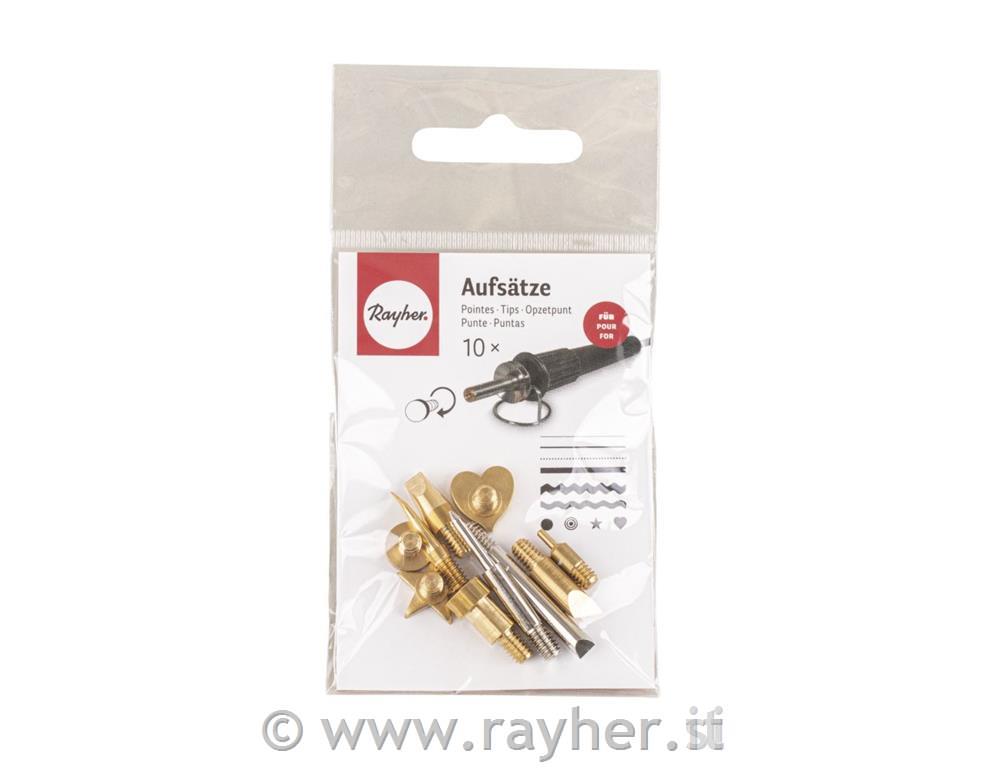 Punte per stantuffo pirografia, design vari, bus.blister 10pz