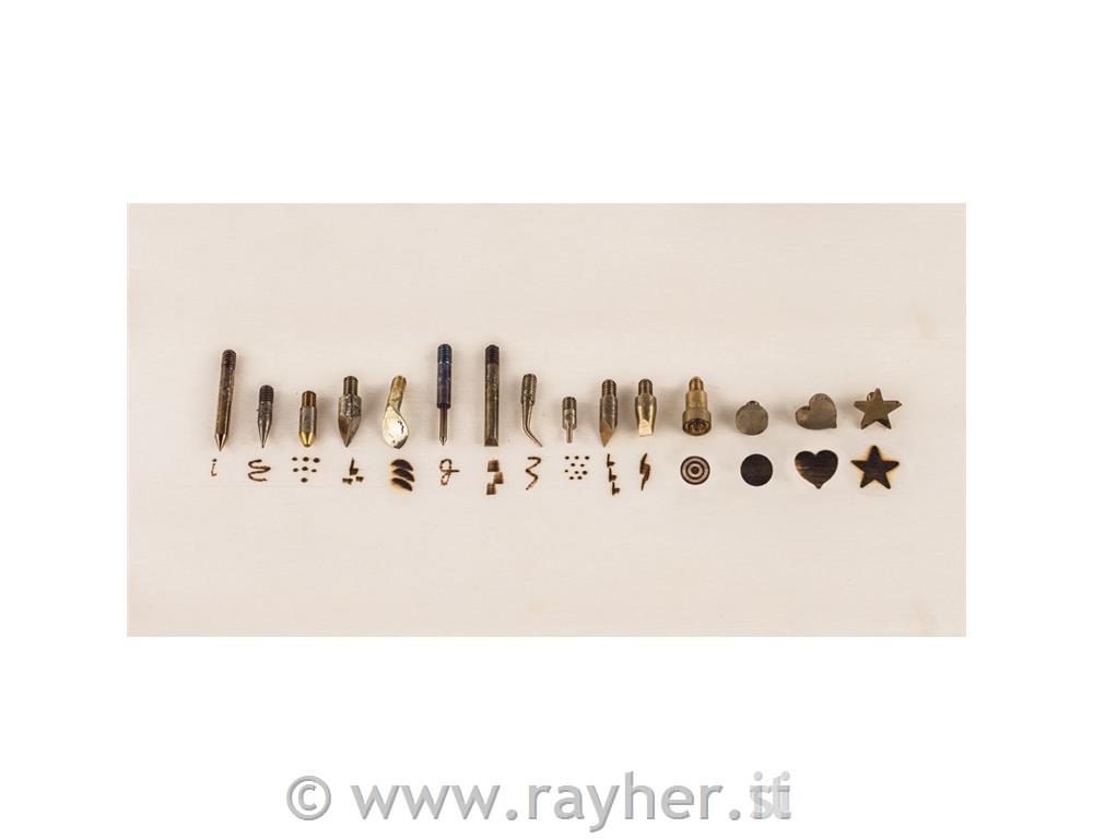 Punte per stantuffo pirografia, design vari, bus.blister 10pz