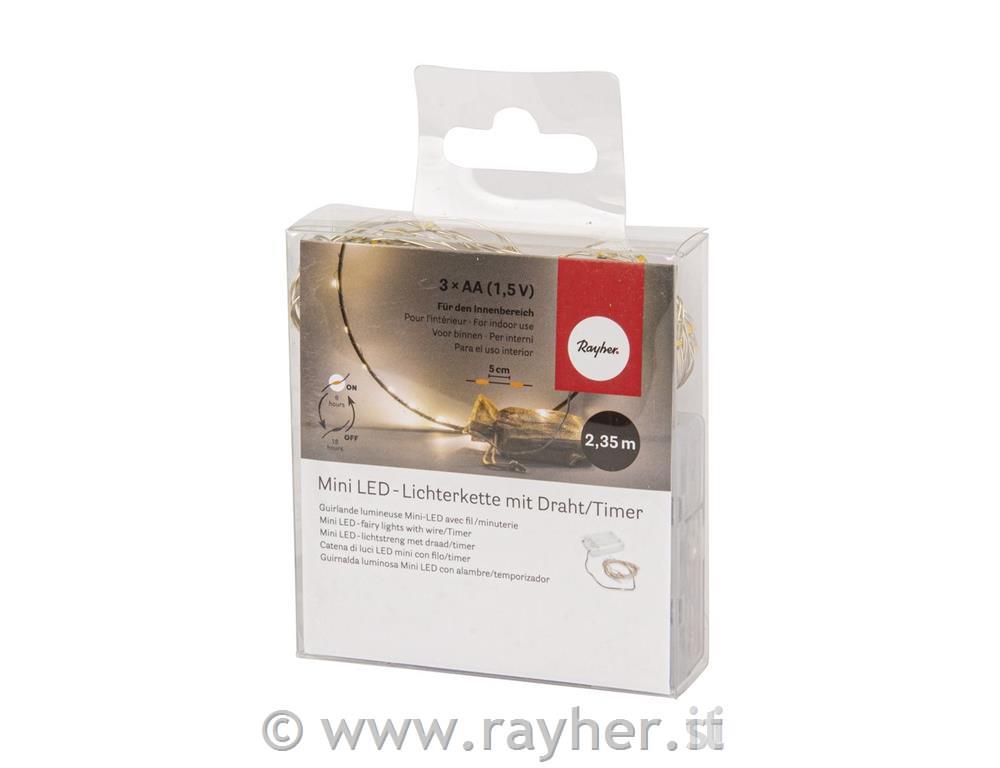 Mini LED lučke (40x) z žico, rum. svetloba, 235cm, na bater.