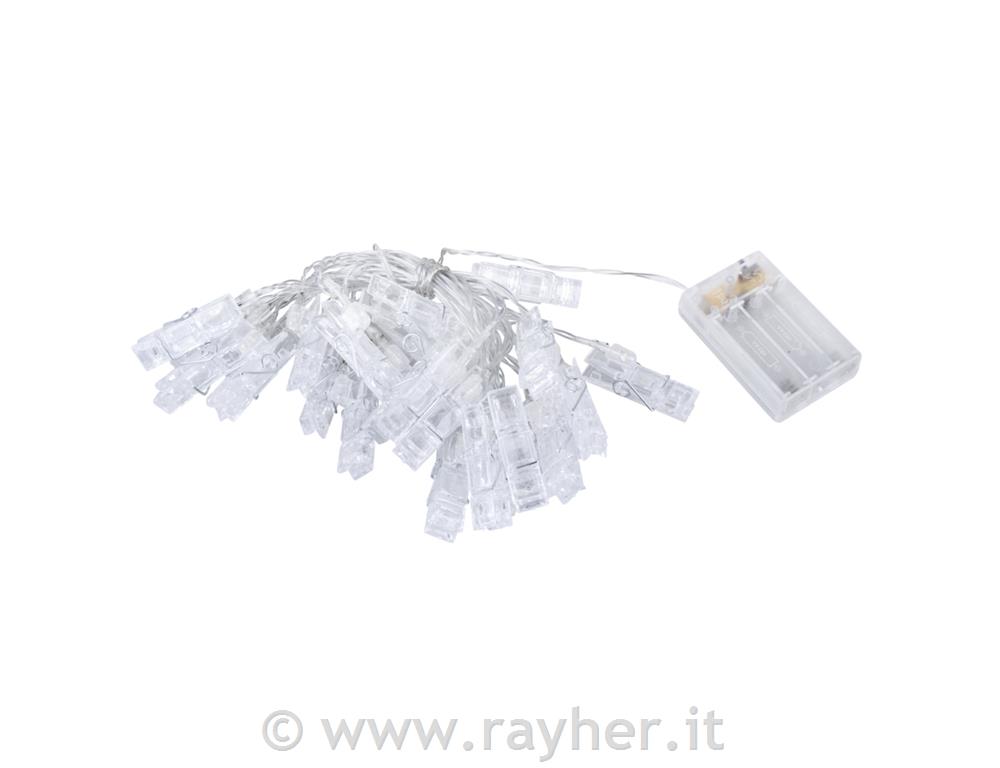 Lučke LED (25x) s ščipalkami, rum.svetloba, 390cm