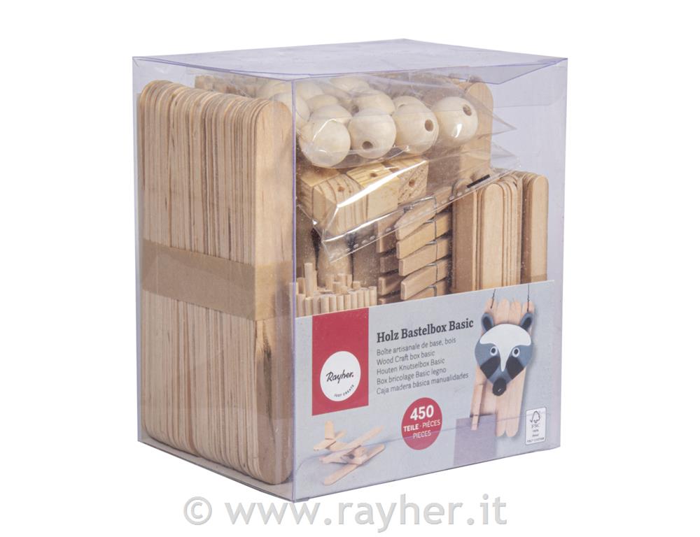 Set creativo »Basic in legno«, 450 pezzi