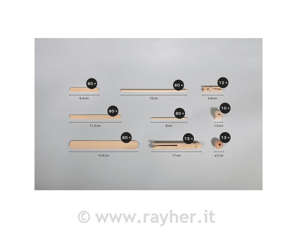 Set creativo »Basic in legno«, 450 pezzi