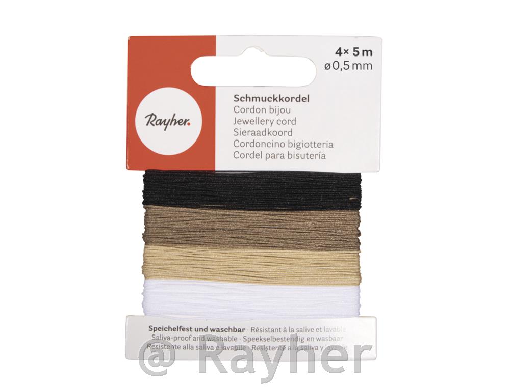 Deco cord 0.5mm, natural4 colours, 5m of each, 20m
