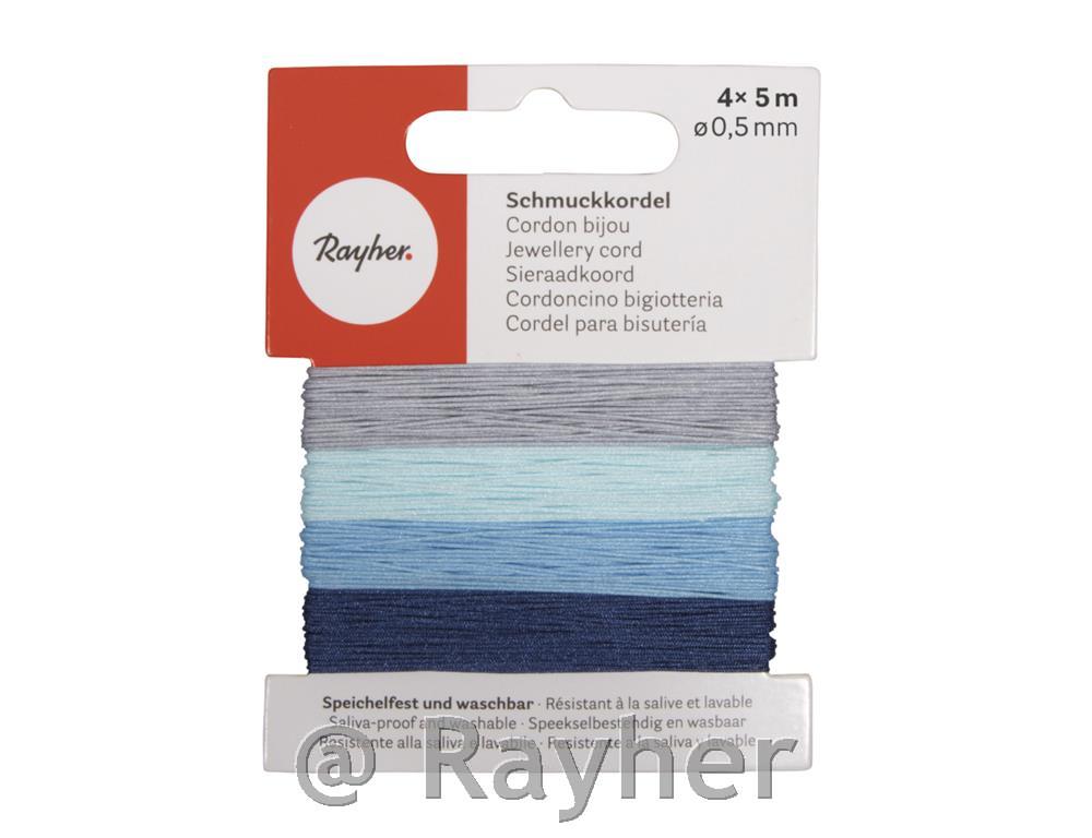 Cordino decorativo 0,5 mm, blu-grigio4 colori, 5 m ciascuno, 20 m
