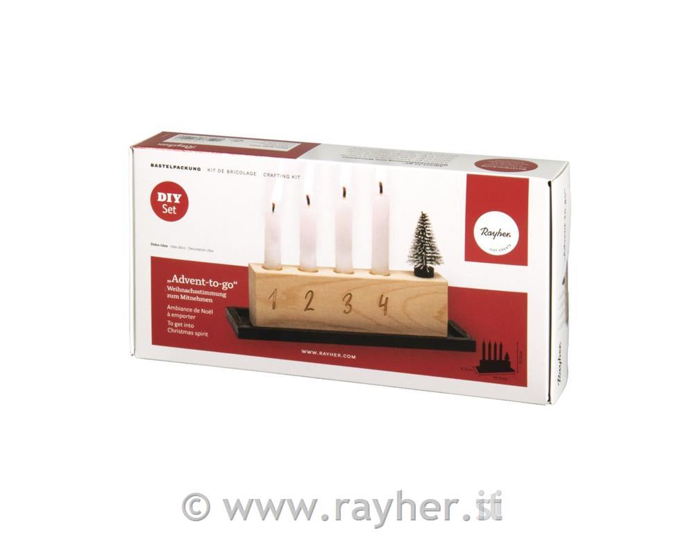 Portacandele Avvento legno,+ganci per appendere,box 1p