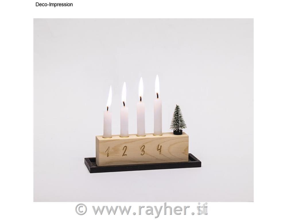 Portacandele Avvento legno,+ganci per appendere,box 1p