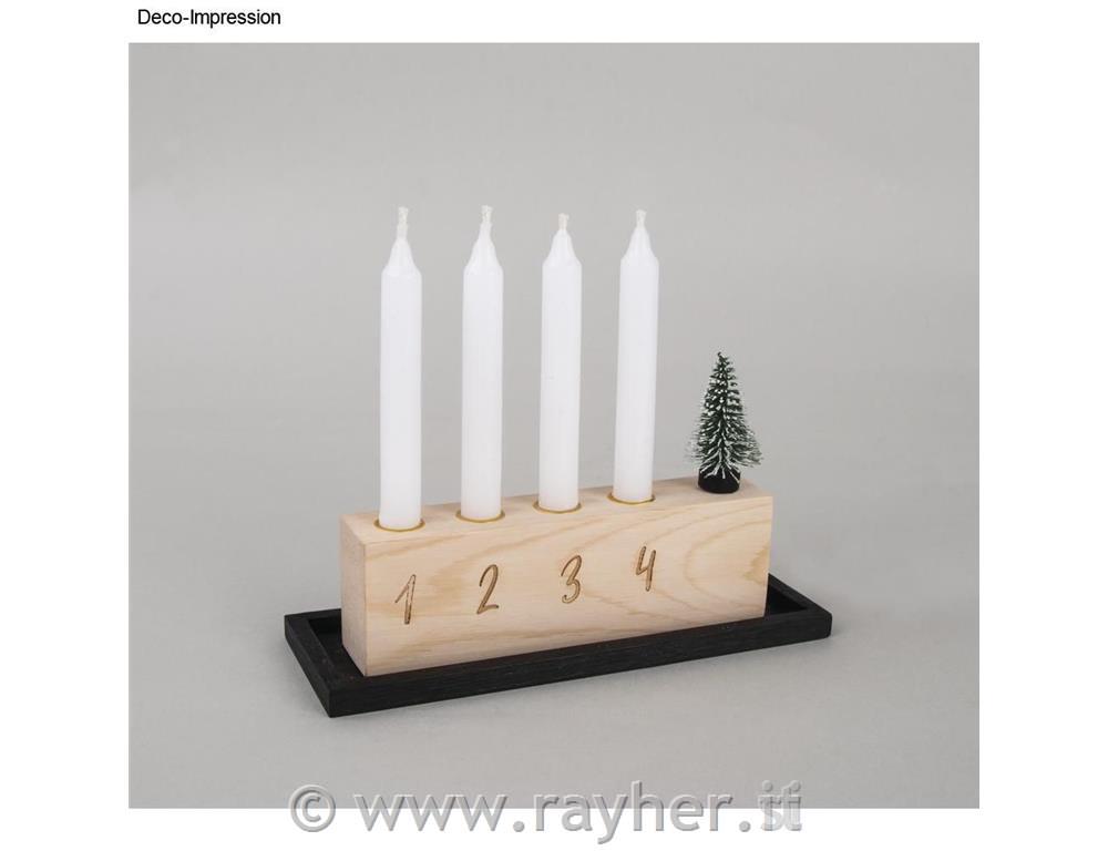 Portacandele Avvento legno,+ganci per appendere,box 1p