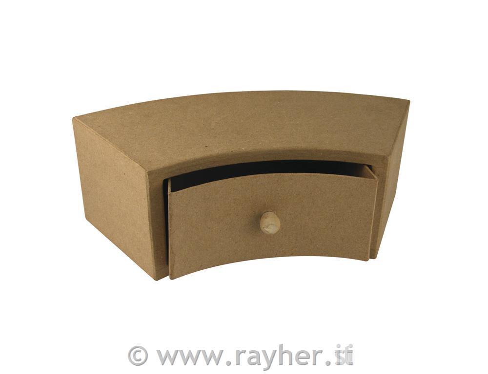 Predalnik iz papirne mase, 30x12x10 cm, pol-okrogel, 1 preda