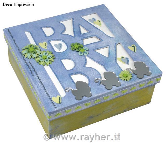 Scatola quad. passpartout-cartapesta16x16x6 cm, "BABY"